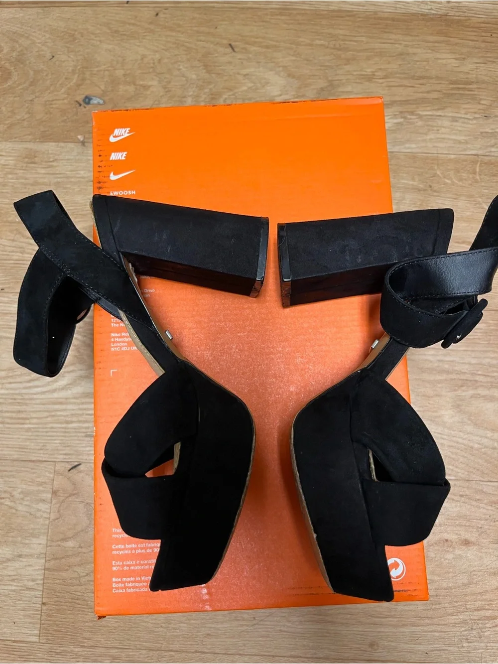 Topshop Black Suede Cross-Strap Mid Heels with Buckle